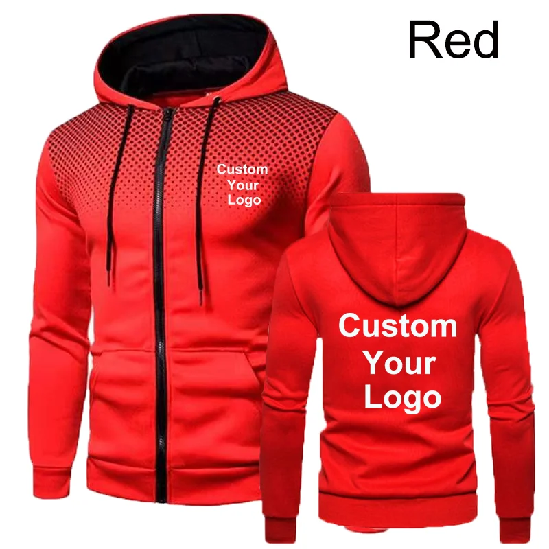 Fashion Custom Your Logo Zipper Jacket Outdoor Sportwear Long Sleeved Men Personality Printing Sweatshirts