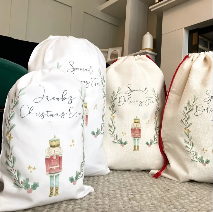 20 pcs Cotton Nutcracker Santa Sack Clara Sugar Plum Personalized Santa Sack Christmas Gift Bag Personalized Gift Bag Drawstring