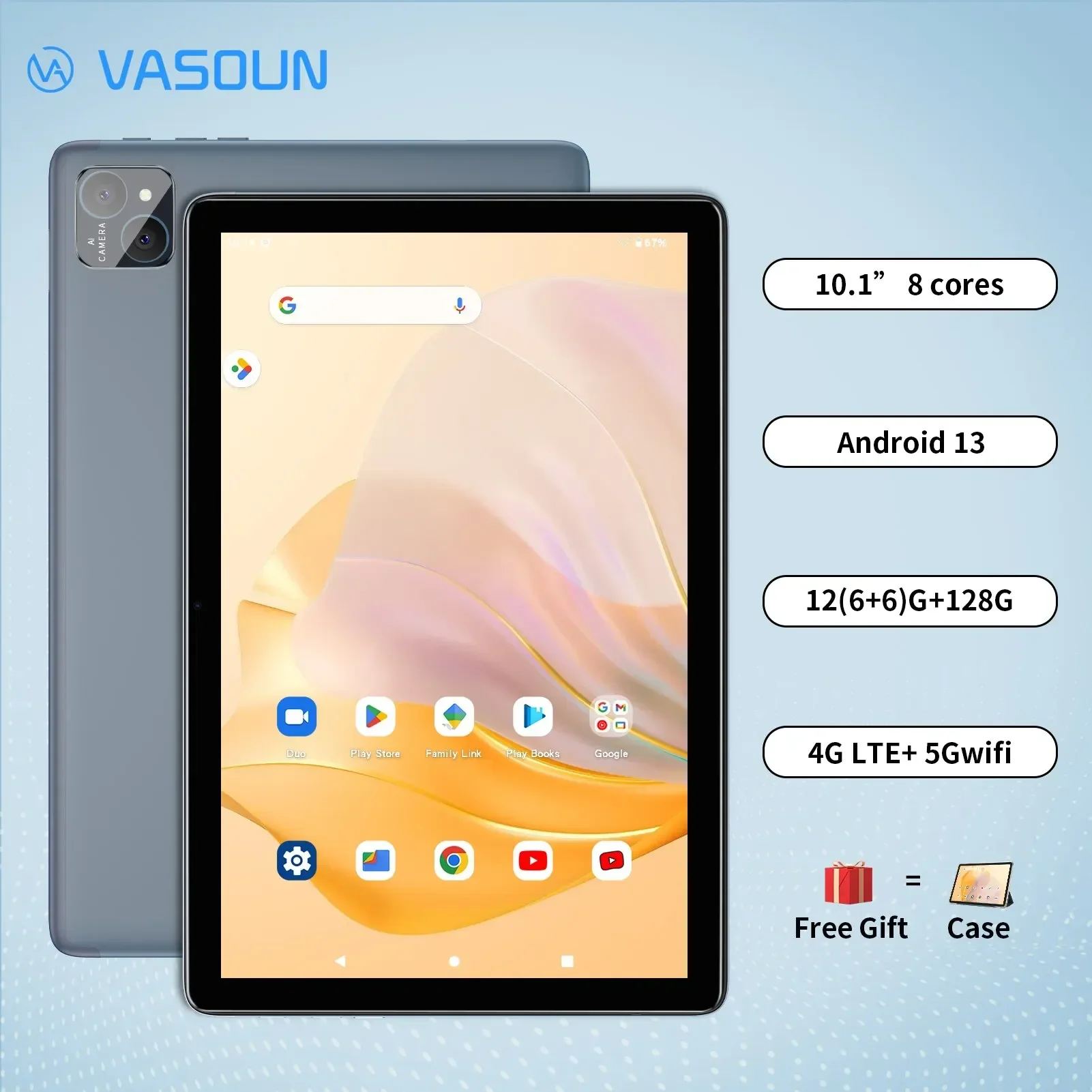 VASOUN Android 14 Tablet 10.1