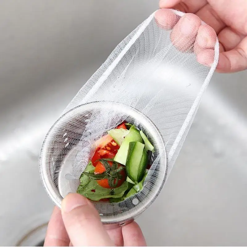 30/100PCS Disposable Sink Filter Mesh Bags Kitchen Sink Strainer Drain Hole Anti-blocking Garbage Bag Cleaning Strainers Net