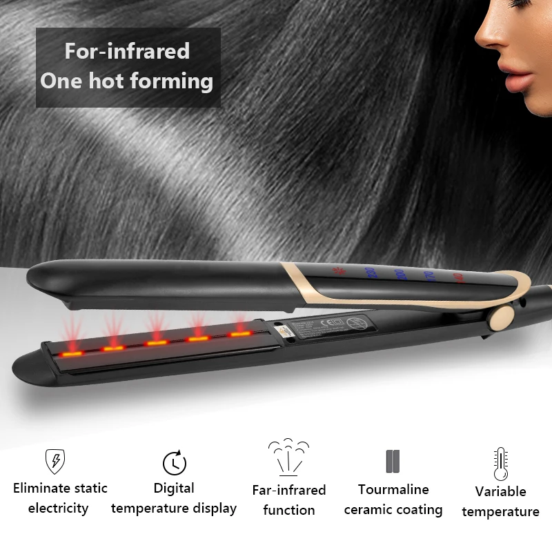 Ceramic Straightening and Curling Set‑ Dual Function with Multi‑Temperature Control‑ Anti‑Frizz and Damage Repair.