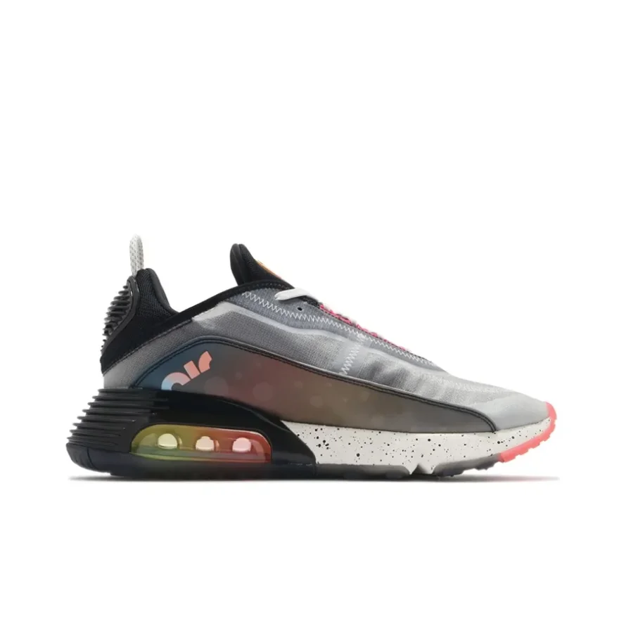 Nike Air Max 2090 Low Top Men's and Women's Casual Running Shoes Comfortable Shock Absorption Black Gray Red Colorway