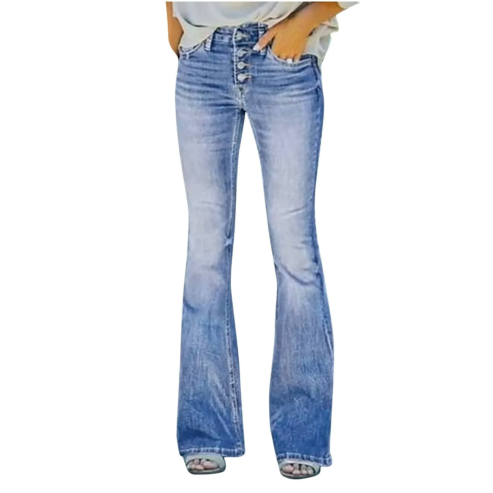 

Women'S Denim Pants Spring And Autumn High-Waisted Slimming Fit Micro-Flared Jeans Female Trend Fashion Daily All-Match Jeans