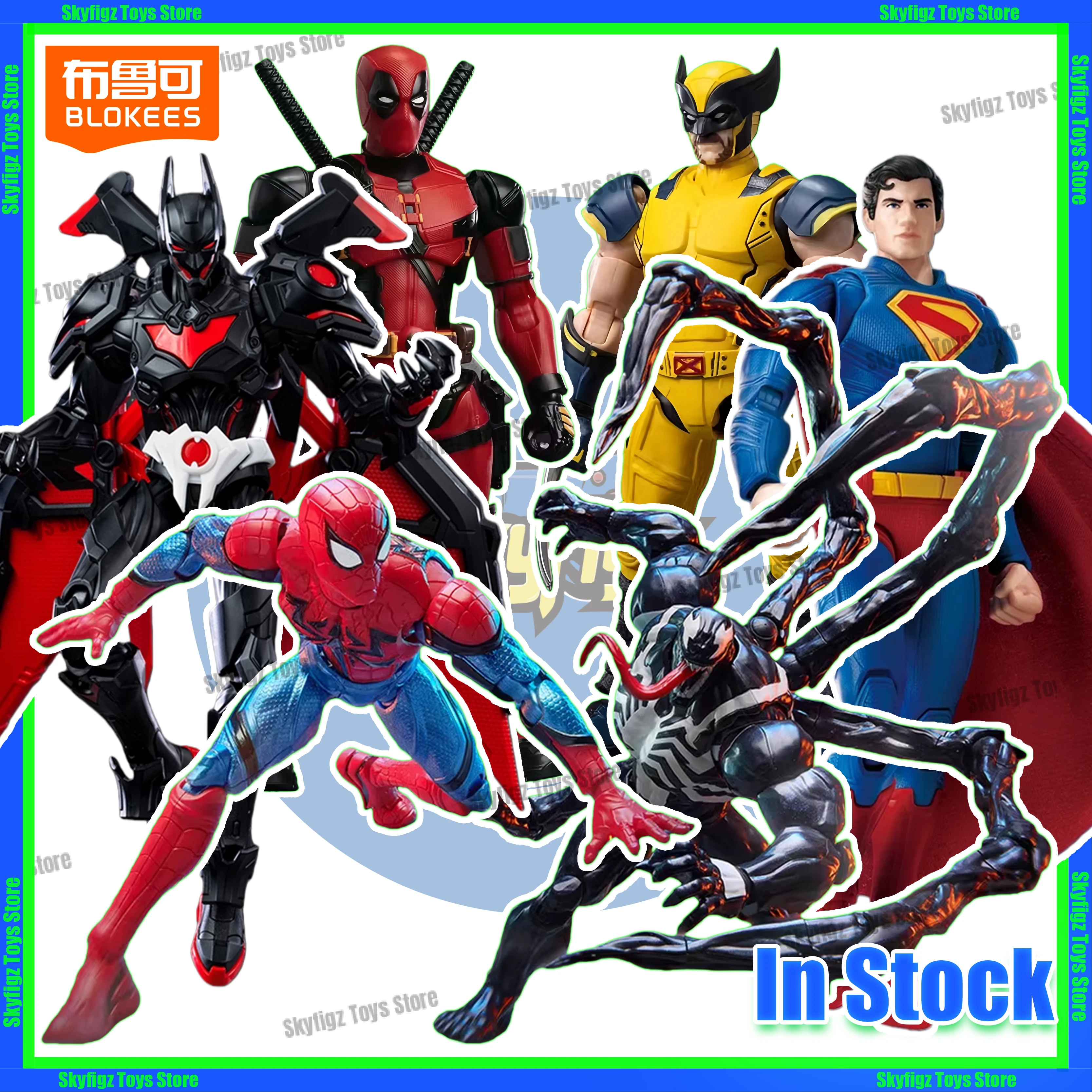 Em estoque blokees marvel deadpool wolverine superman batman homem-aranha veneno figura de ação modelo mão figura coleção presente