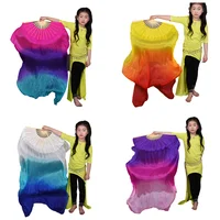 Par de velo de abanico de seda para danza del vientre para niña, 100% Seda para actuación, accesorio de disfraz, adoración degradado de tinte a mano, 120cm
