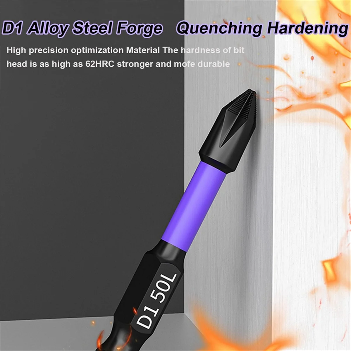 مجموعة لقم مفك مغناطيسي N98R، 12 قطعة لقم ثقب مغناطيسية، مقاومة للصدمات من سبائك الصلب D1 وقم مسننة غير قابلة للانزلاق