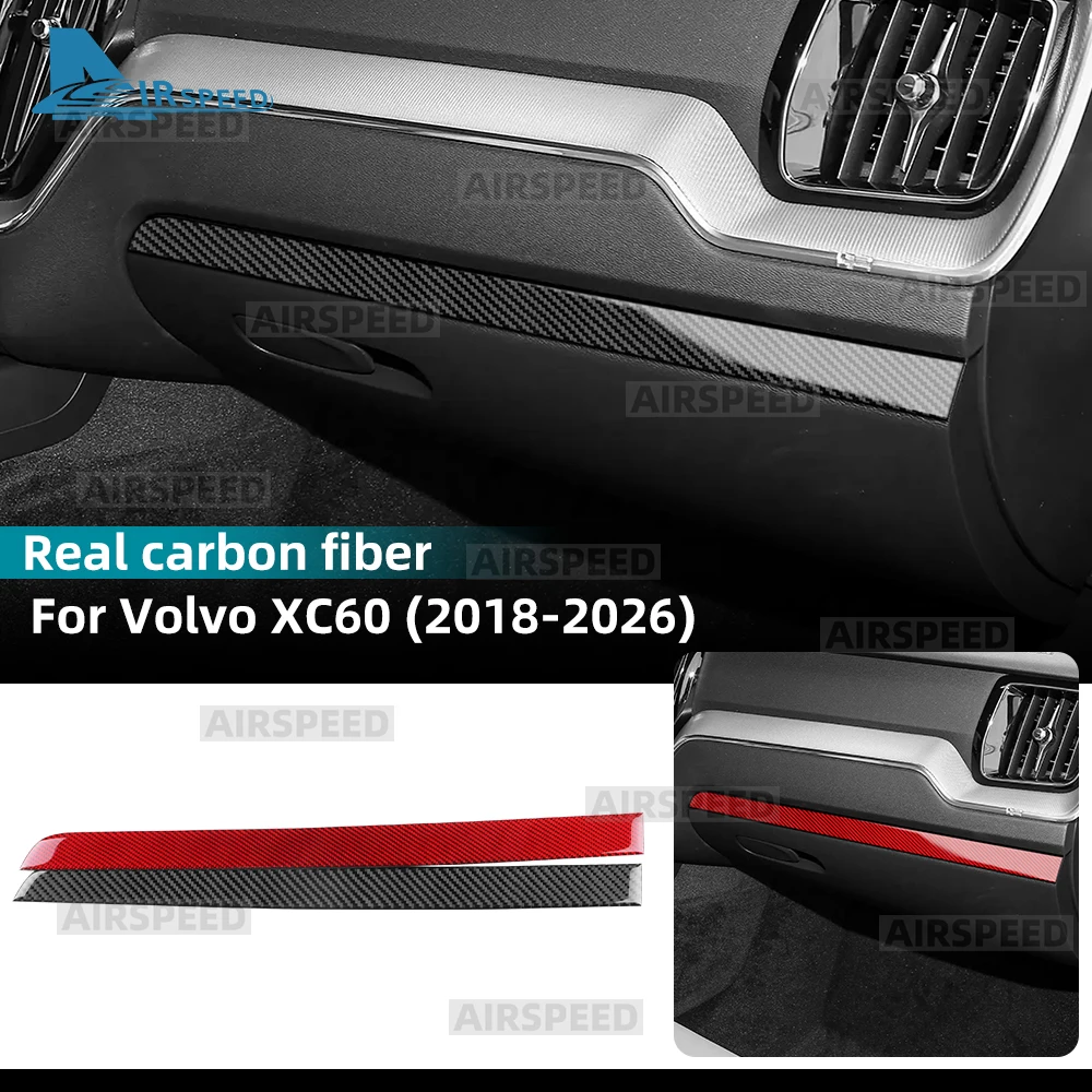 For Volvo XC60 2018 2019 2020 2021 2022 2023-2026 Car Co-pilot Stripes Cover Sticker Interior Trim Carbon Fiber Accessories