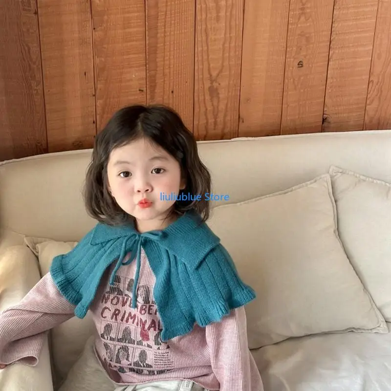 유아 소녀 니트 목도리 부드럽고 통기성 이동식 거짓 칼라 3-10T 쌀쌀한 시즌을위한 아동 의류 액세서리 62CF