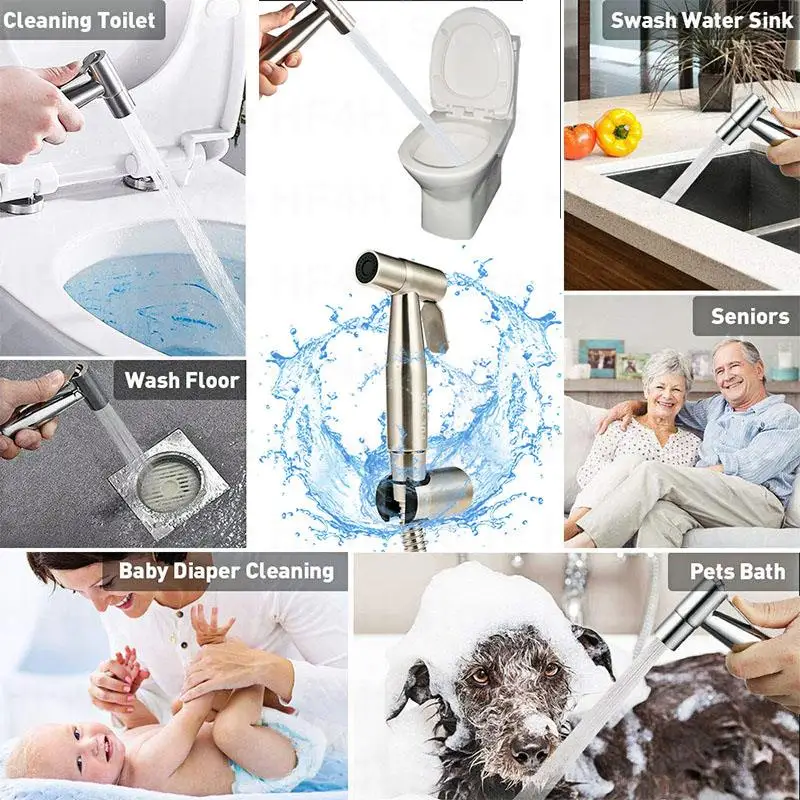 Handheld Toilet Bidet Faucet Accessories Sprayer Stainless Steel Bathroom Hand Bidet Spraye Set Toilet Self Cleaning Shower B4