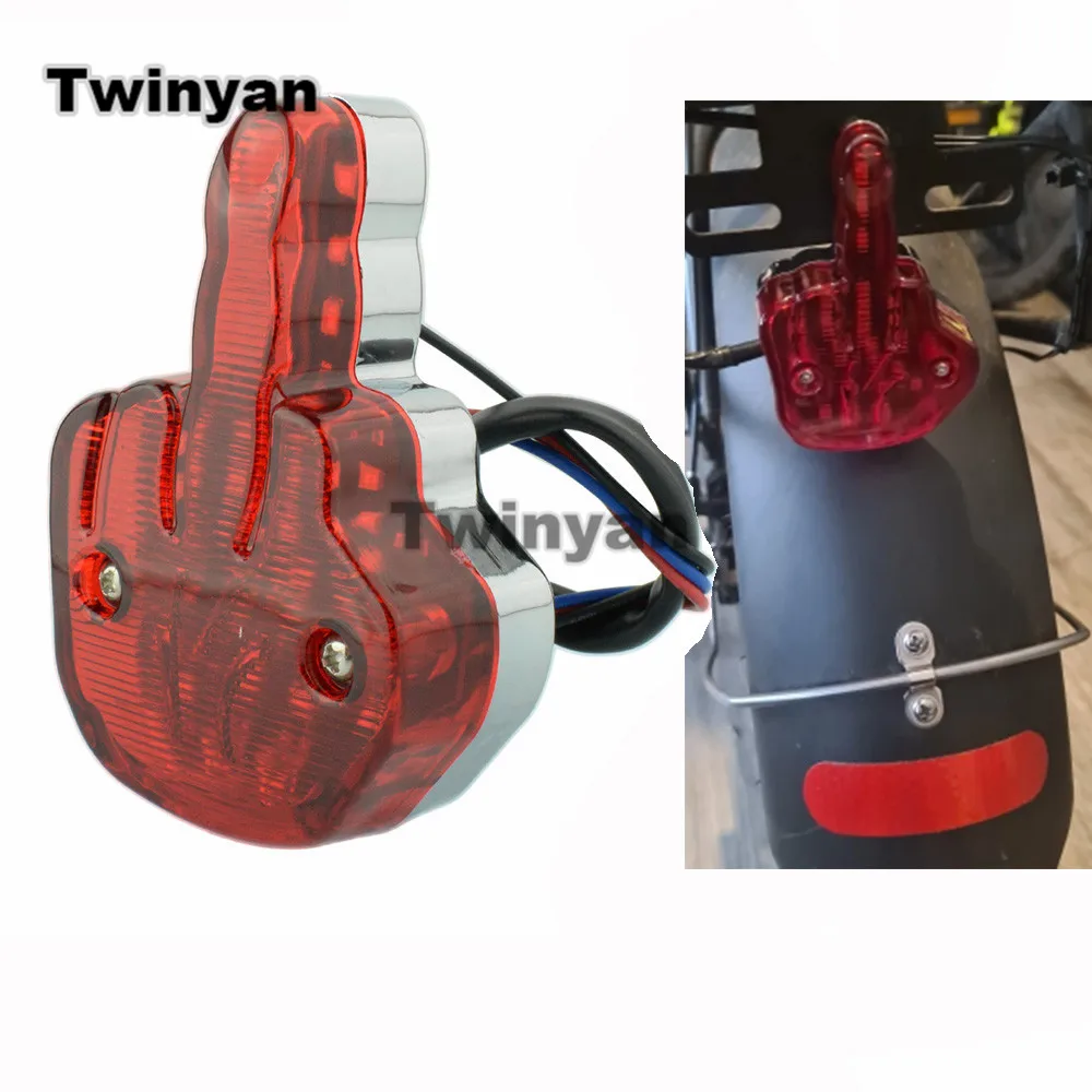 12V LED Motorcycle Tail Light Rear Brake Lamp Unique Middle Finger Styling Fits for Universal Motorcycle Accessories New