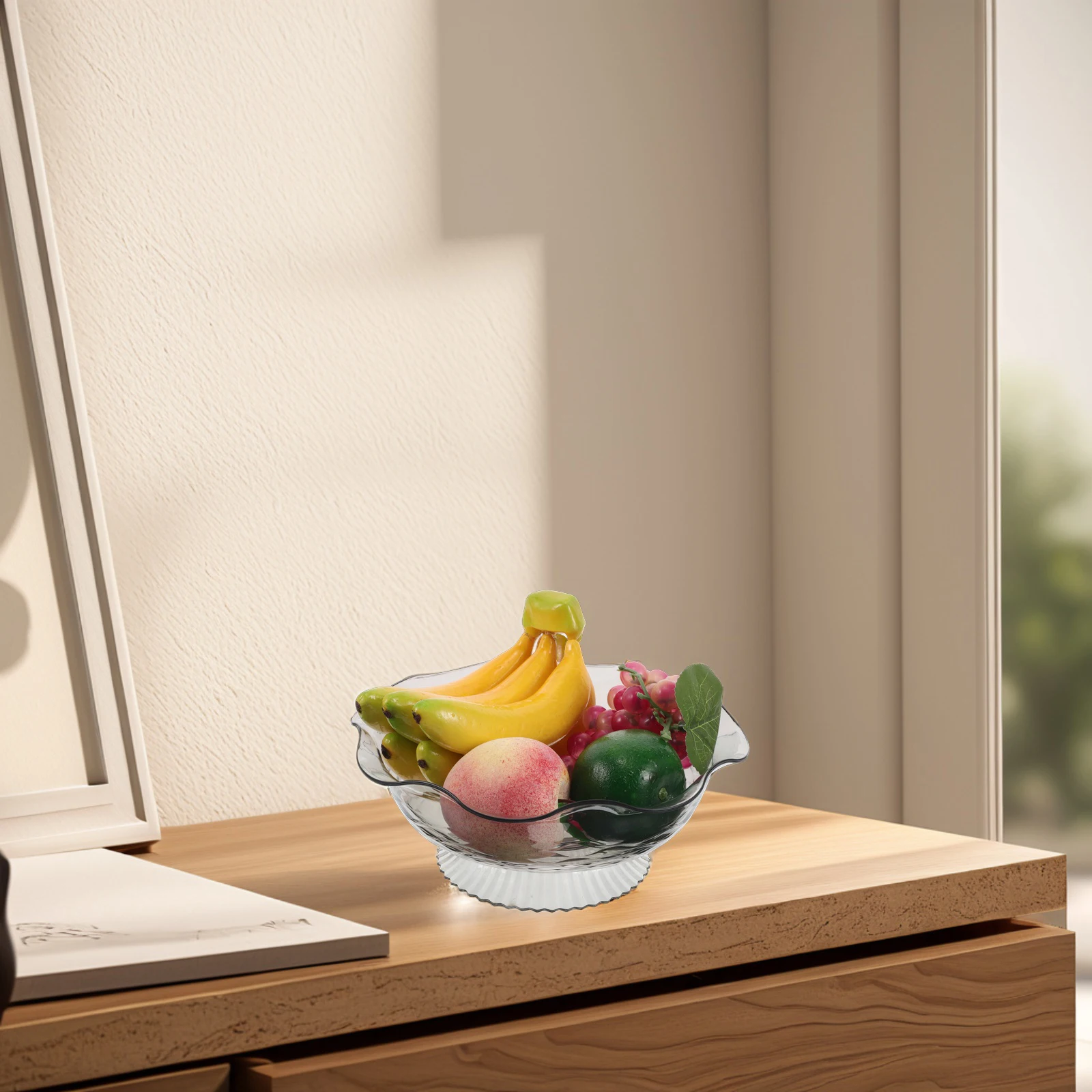 

1pcs Water Ripple Fruit Plate Cupcake Stand Clear Dessert Display Holder for Home Party Appetizer Snack Storage Round