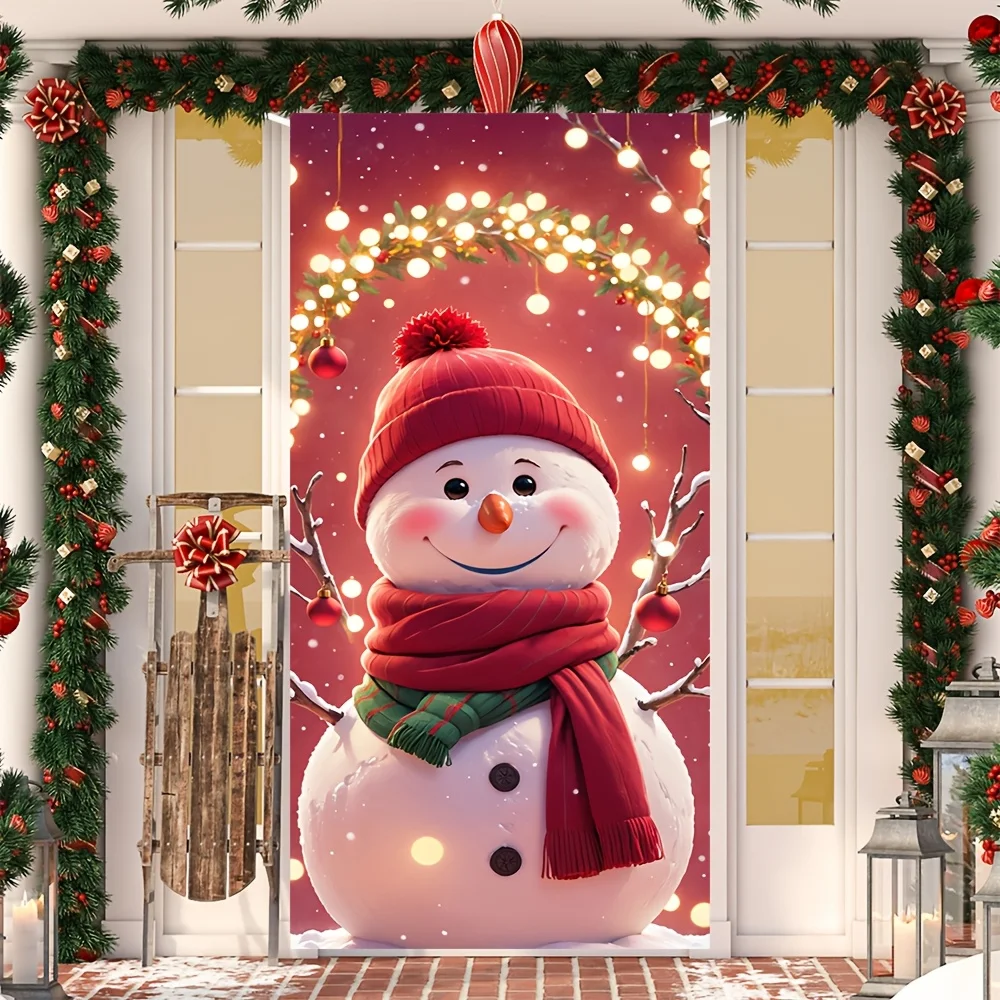 Ein Schneemann-Türvorhang-Banner aus Polyester, Weihnachtsthema, multifunktionale Polyester-Mischdekoration