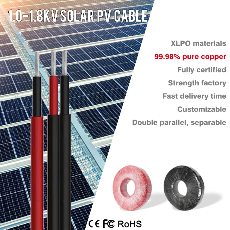 Shunkonn High Quality DC IP68 Waterproof 6mm2 Solar Connector Pv  Cable Photovoltaic Dc