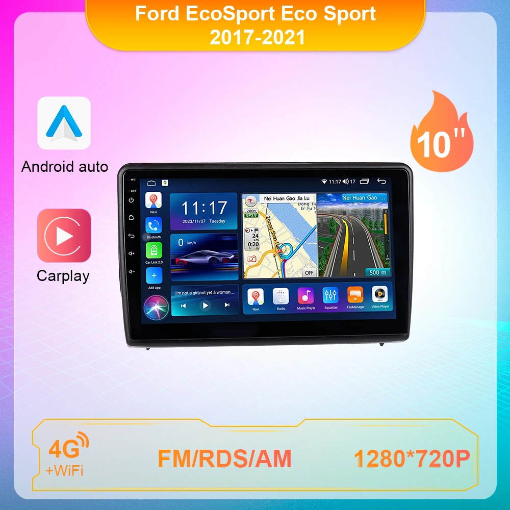 

For Ford EcoSport Eco Sport 2017 - 2023 Android 10 Carplay 4G wifi Multimedia Player GPS Navigation No 2din DVD