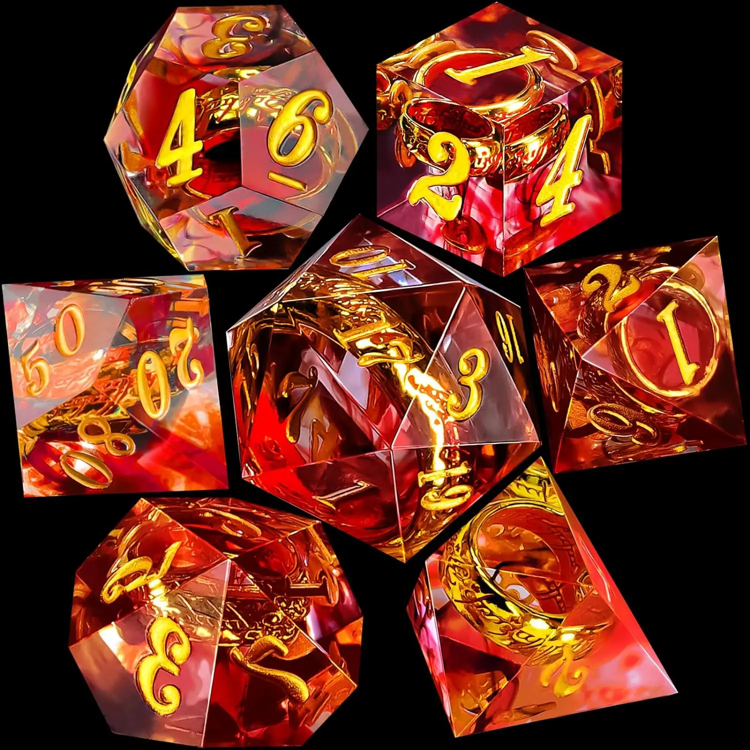 

Lord of the Rings resin dice 7-piece set polyhedral mathematics teaching Cthulhu running group board game game role-playing D20