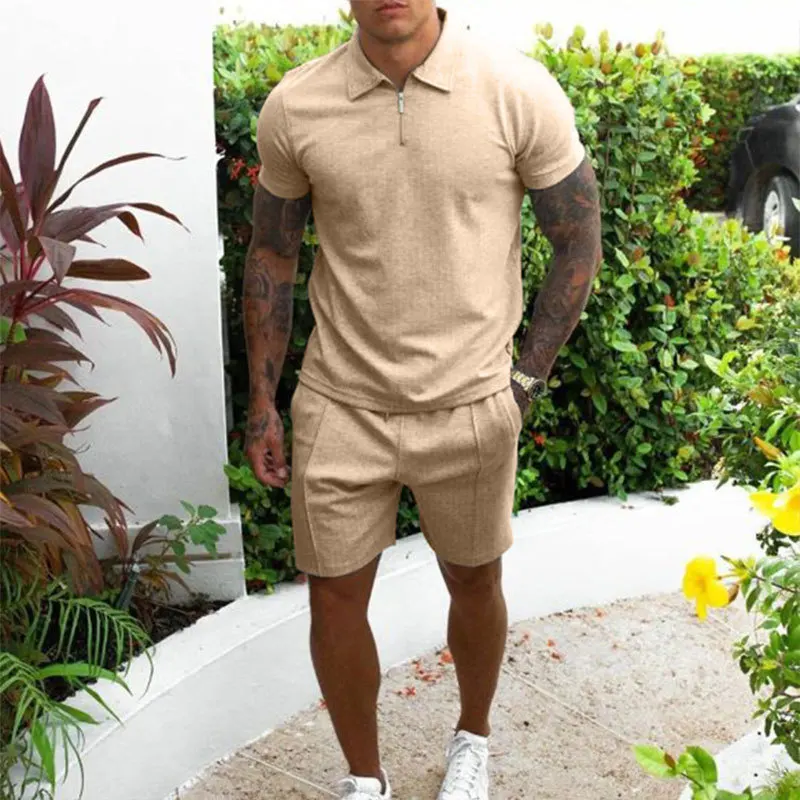 

Men's short-sleeved shorts casual suit exploded in Europe and the United States Amazon slim men 2024 summer two-piece set