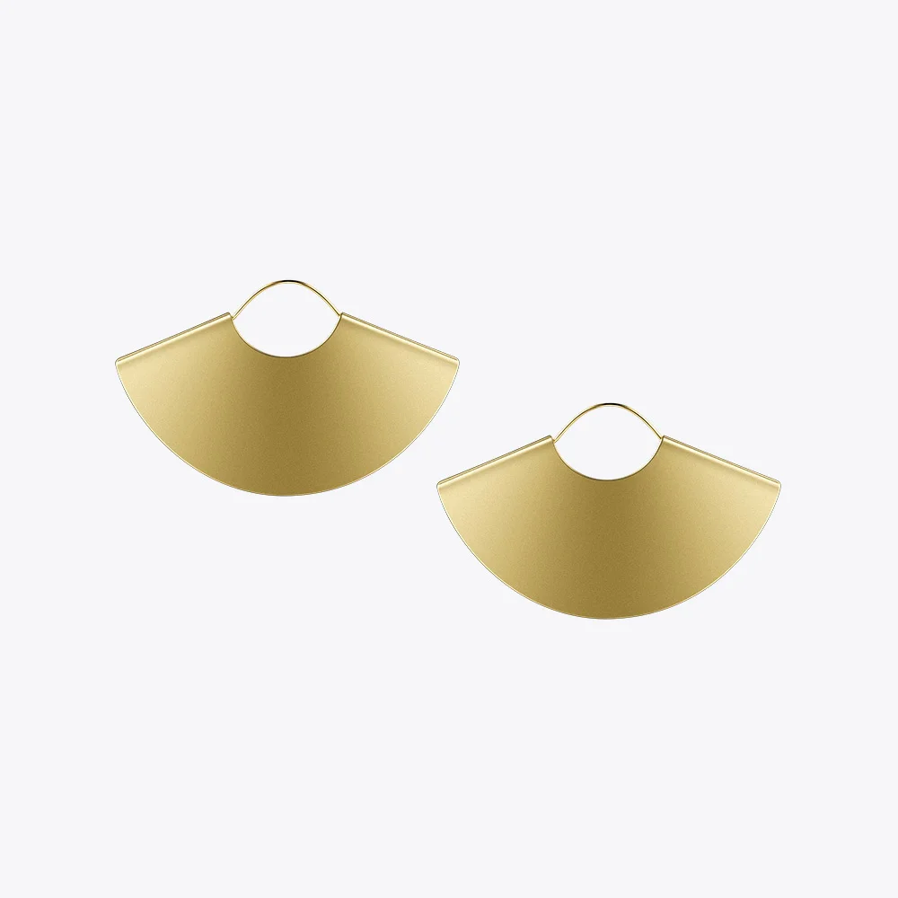 Enfashion Vintage Camber Fan Dangle Earrings Matte Gold color Big Earings Drop Earrings For Women Fashion Jewelry brinco E5425