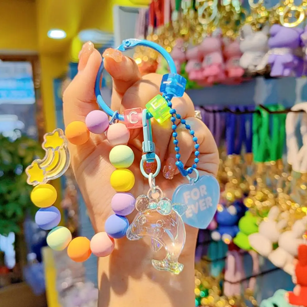 Key Pendant Wrist Strap Phone Chain Beaded Charm for Women Cute Dolphin Keychain Lanyard Cherry Bag Charm Sparkling Purse