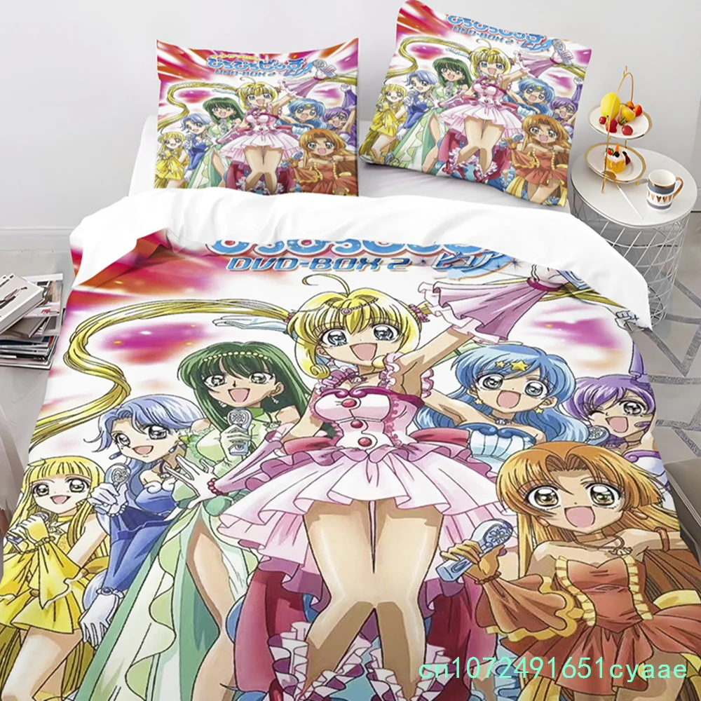 漫画マーメイドメロディー布団カバーと枕カバーセット-大人と子供用-寝室装飾-シングル-ダブル-ラージサイズ