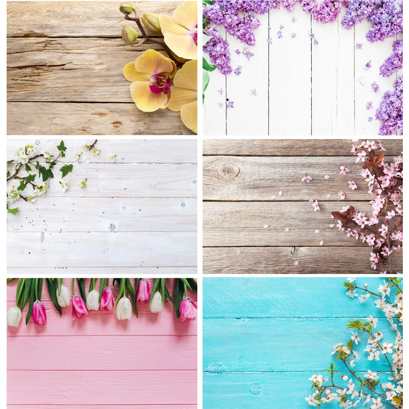 

SHENGYONGBAO Vinyl Custom Photography Backdrops Props Flower Wood Planks Photo Studio Background MB -03