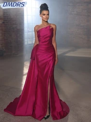 Sexy Strapless Backless Prom Gown Sparkly Crystal Cocktail Dresses Elegant Satin Mermaid Evening Dress Customized Robe De Mariée