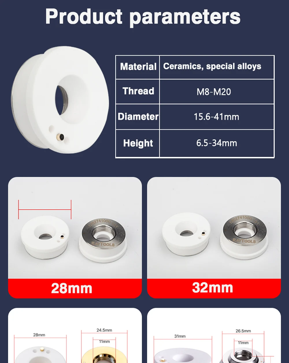 Axrayser OEM Precitec Laser Keramikdüsenhalter D31 M11 KT XB P0595-94097 für Precitec Procutter 2.0 Laserkopf – Detail 12