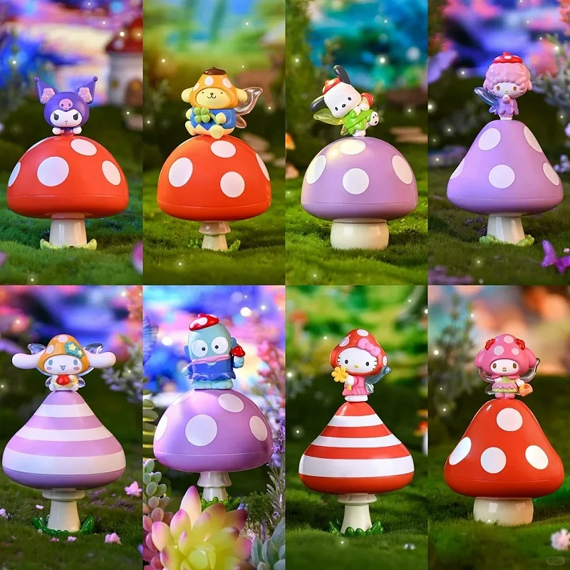 

Sanrio Family Mushroom Elf Series Melody Kurom Pochacco Cinnamoroll Hangyodon Kt Anime Figure Model Toy Gift