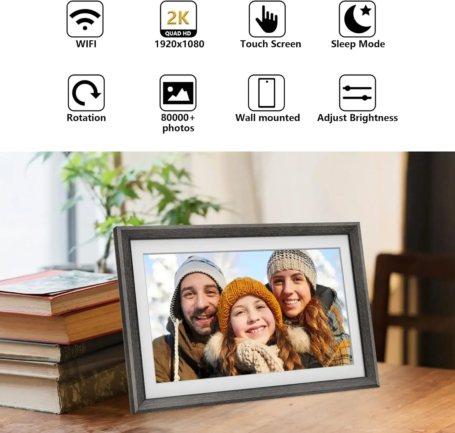 إطار صور رقمي كبير 15.6 بوصة 32 جيجابايت واي فاي 1920 * 1080 IPS FHD شاشة تعمل باللمس إطار صورة رقمي ذكي، قابل للتركيب على الحائط
