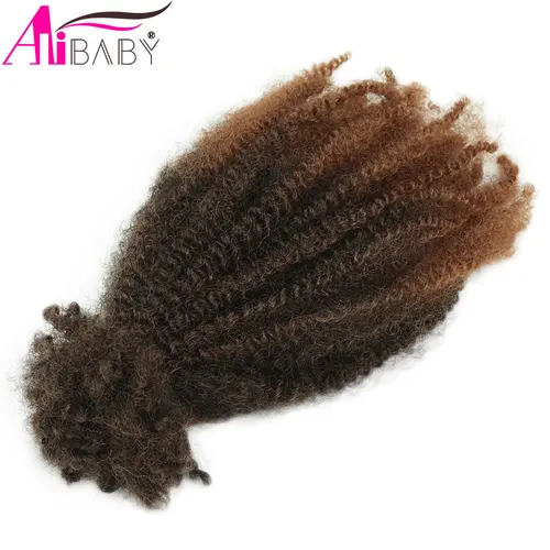 Imagen 2 del producto Alibaby 12 pulgadas sintético Afro rizado Twist Marley Crochet pelo pre-separado primavera Afro Twist pelo para trenzas mariposa Locs