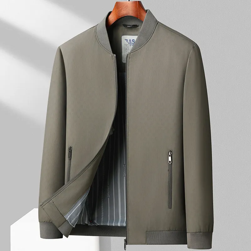 

New jacket for men, spring and autumn business casual, baseball collar, comfortable and versatile, middle-aged dad jacket