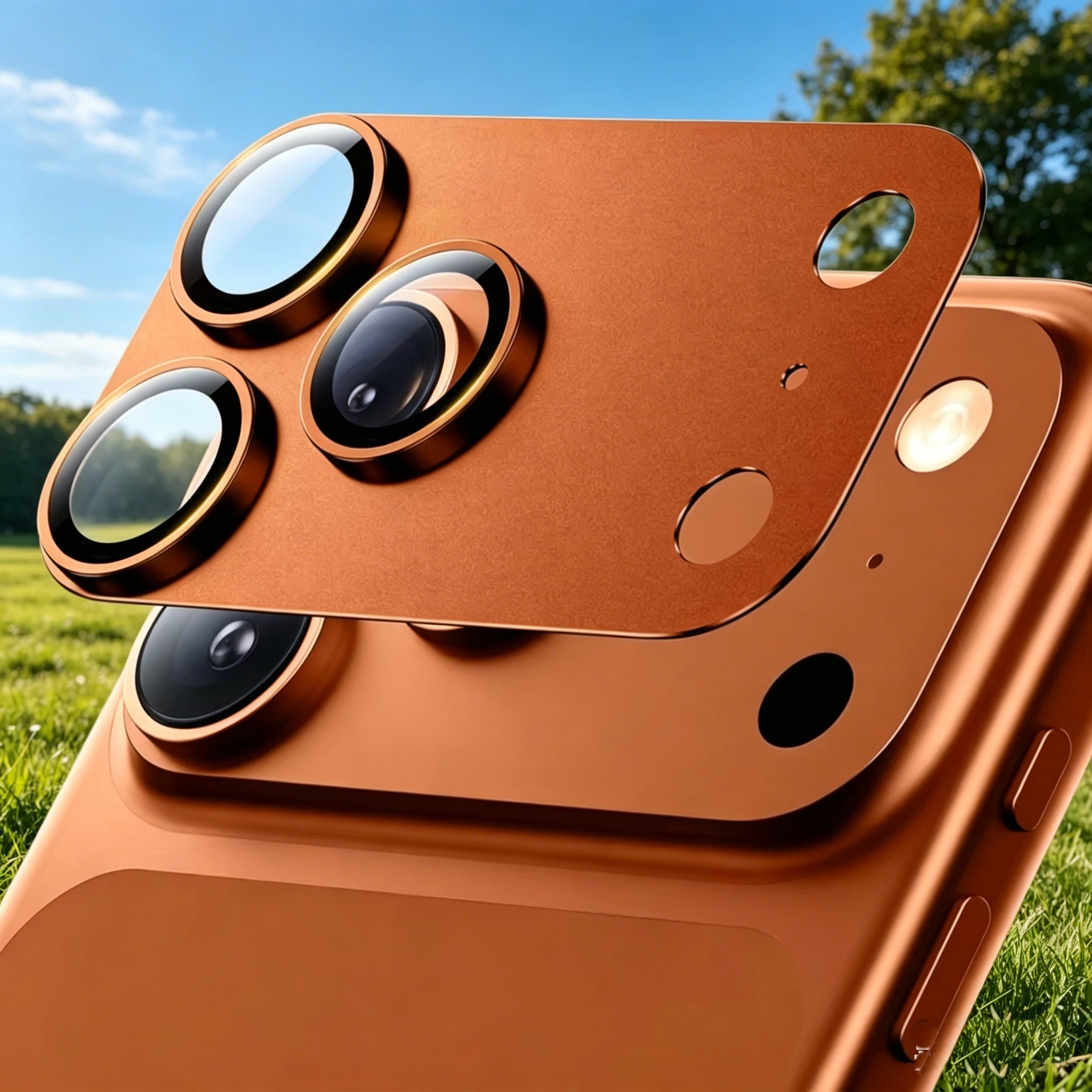 Protector de Lente de Cámara de Vidrio Templado 9H, Anillo Metálico de Cobertura Total, Película Transparente HD Anti-Rayones, Resistente a Golpes y Caídas para iPhone 17