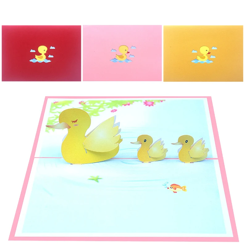 3D Cute Animals Pop Up Greeting Card, Mother's Day, Thank You, Sympathy, Elephant, Valentine, Penguin, Duck, Rabbit, Birthday