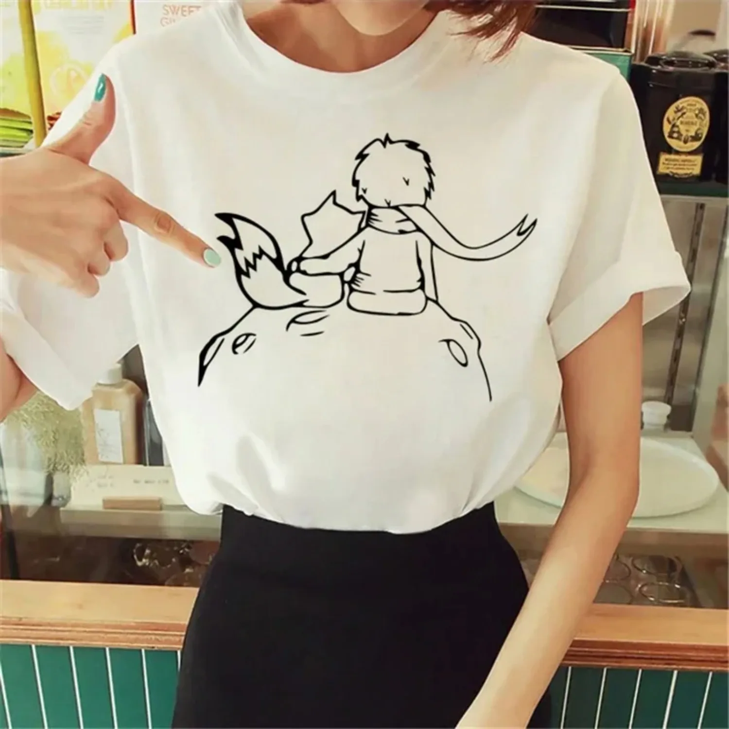 2023 die Kleine Prinz Cartoon-Muster T-shirt Frauen kreativität Sommer Kräftige Harajuku Weibliche Mode Tops damen hemd