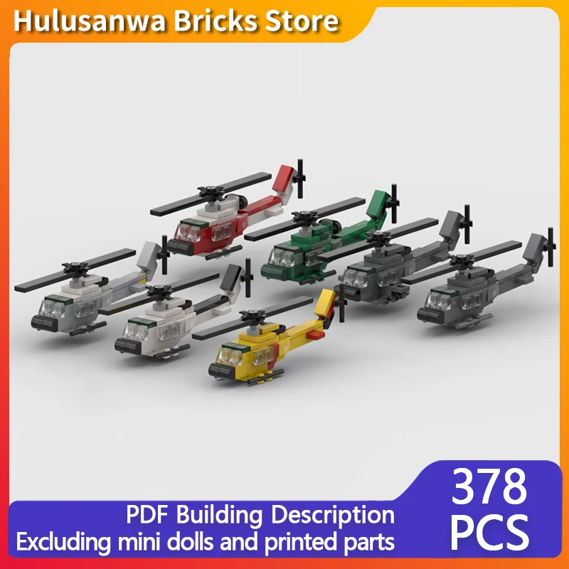 

UH-1 Huey Military Helicopter Model MOC Building Bricks War Equipment Modular Technology Gift Holiday Assemble Children Toy Suit