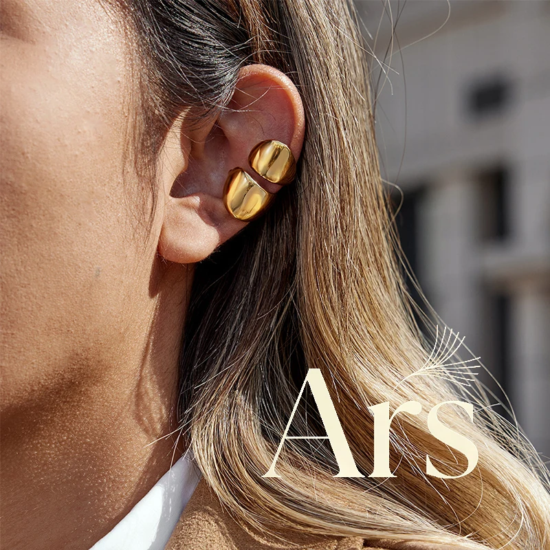 Ars Edelstahl-Ohrring ohne Piercing, 18 Karat vergoldet, Knorpelohrringe für Damen, Statement-Clip-Ohrringe für den täglichen Gebrauch