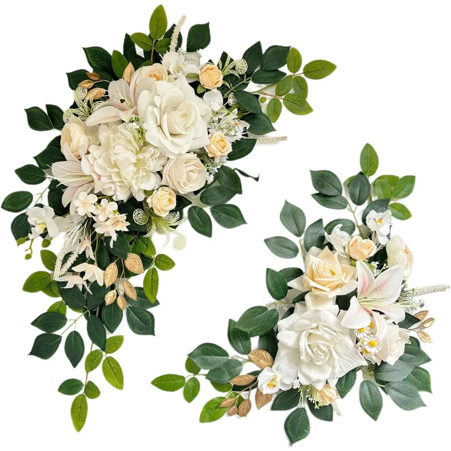 

Упаковка из 2 шт. Свадебная арка Искусственные цветы для банкета, вечеринки, прием, вход, приветственный знак и украшение фона, молочный би