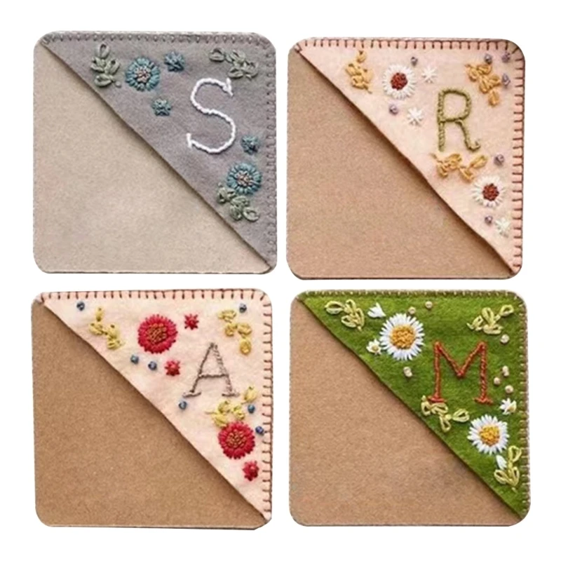 K1AA Felt  Embroidered  Coner Book Page Markers Corner Page Clip