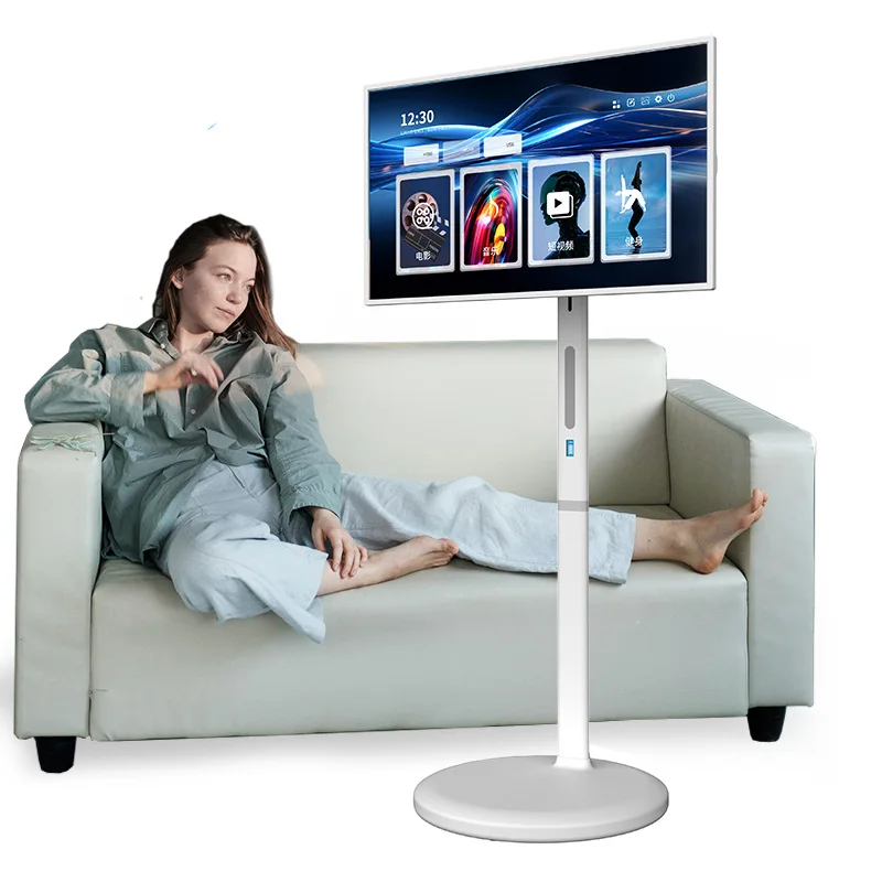 Wholesale Smart Portable Tv On Wheels 21.5 Inch Interactive Smart Touch Screen Tv Display Black Movable Television Smart Tv