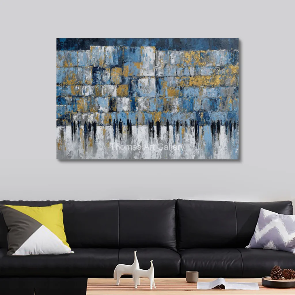 Oversized Canvas Prints HD Jerusalem Kotel Gold Wall Abstract White Tallit Jewish Modern Decor for Living Room Dining Room
