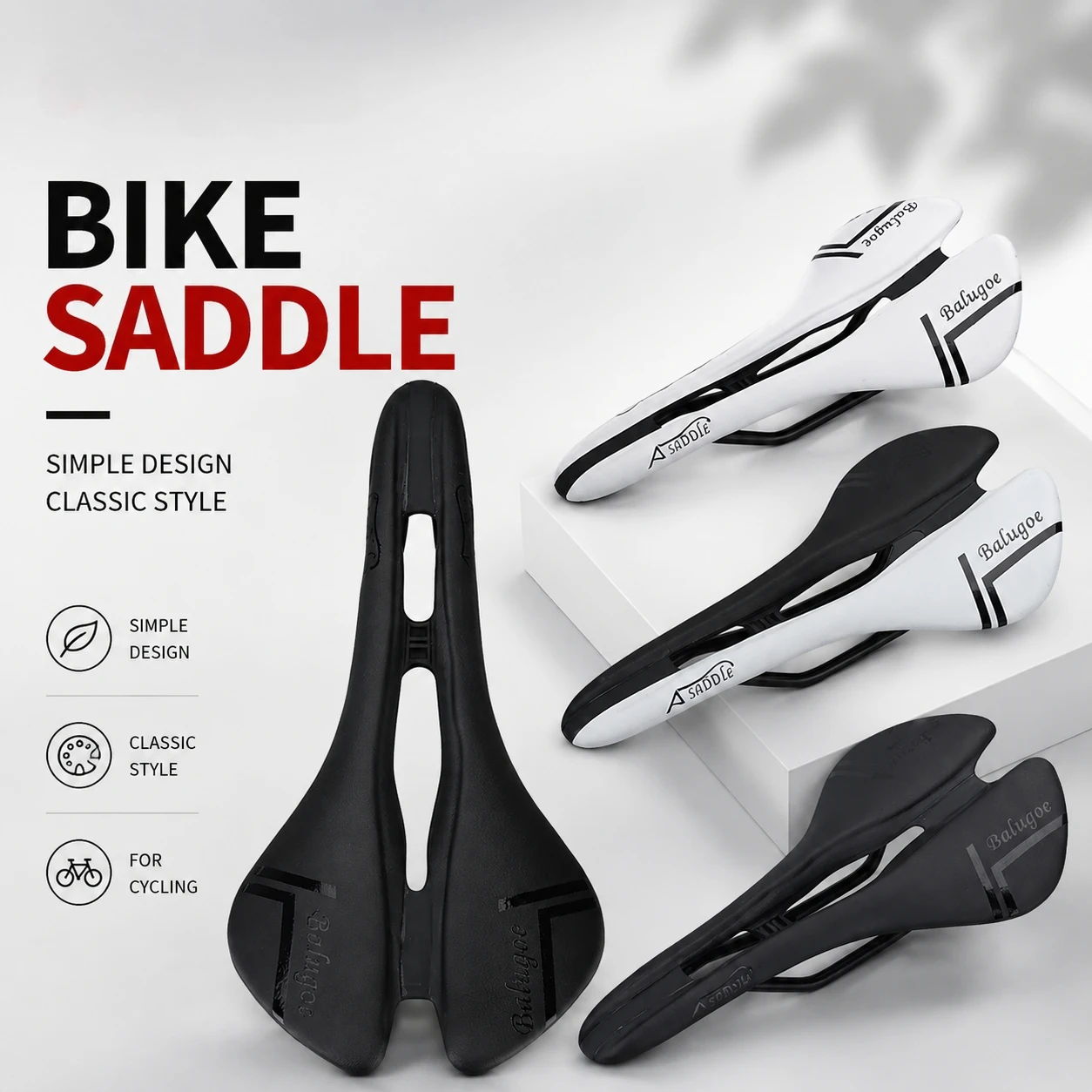BALUGOE Bicycle Saddle Nylon Fiber Bike Seat Road MTB Cycling Saddle Ergonomic Hollow Design Comfortable Bike Seat Cushion