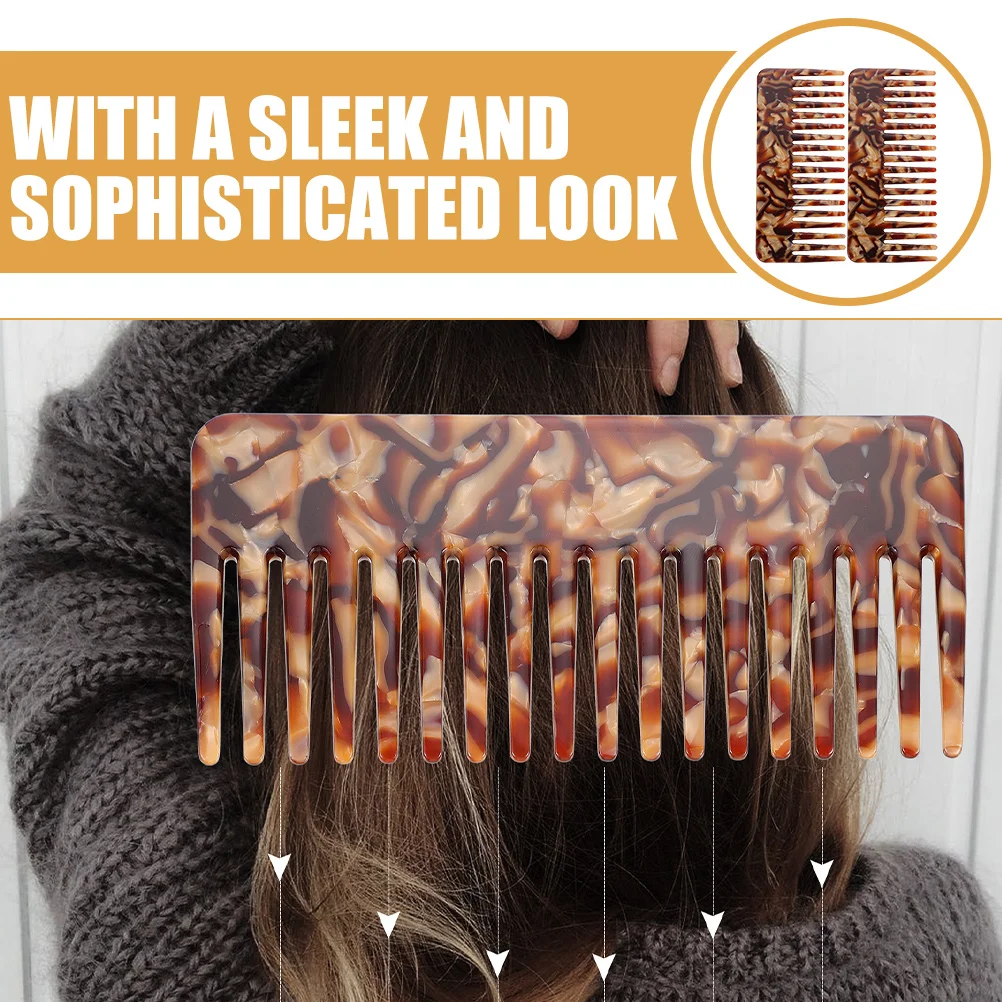 

2pcs Acetate Static Combs Tooth Comb For Curly Cute Detangling Combs For Women Wet Hair Travel Home Curly Hair