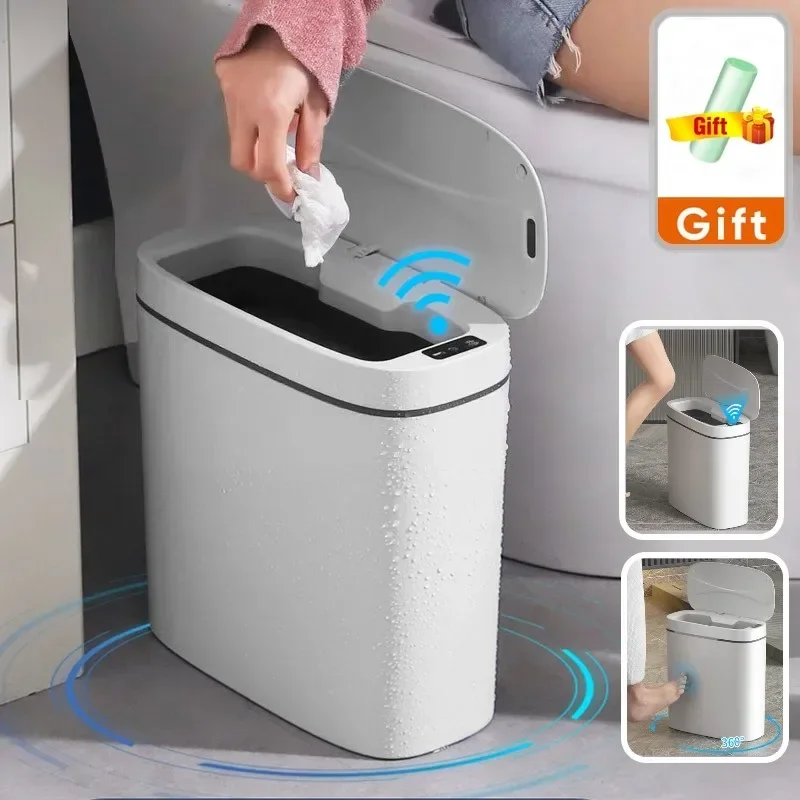 

14L Smart Trash Can Automatic Motion Sensor Rubbish Can with Lid Electric Waterproof Narrow Small Garbage Bin for Kitchen Office