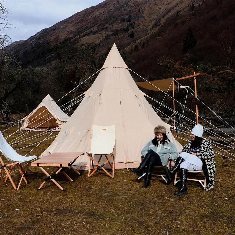 

Mountainhiker Outdoor Pyramid Indian Camping Tent Foldable Thickened and Rainproof UV Protection Large Space Storm