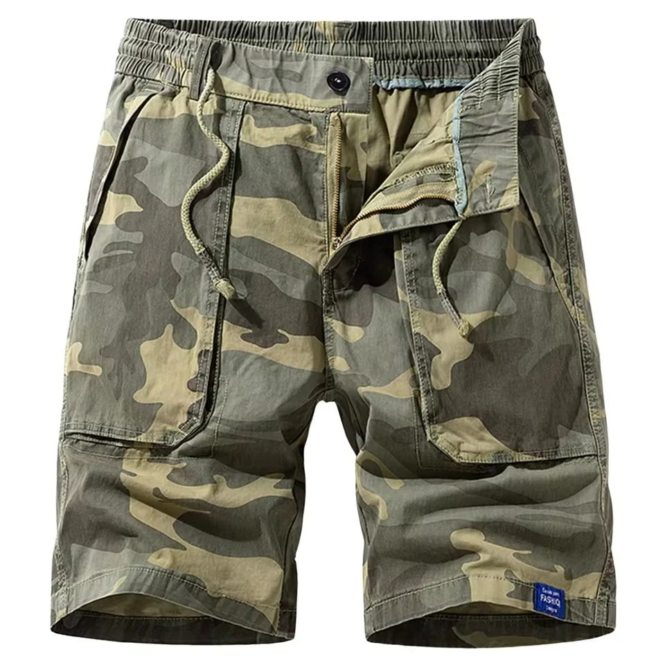 Men'S Cargo Shorts Casual Printed Lightweight Pocket Summer Outdoor Work Wear Shorts Elastic Waist Cargo Work Pants