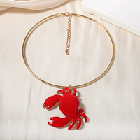 Fashionable Individual And Creative Alloy Red Crab Pendant Collar Simple And Retro Trendy Women's Jewelry Gift
