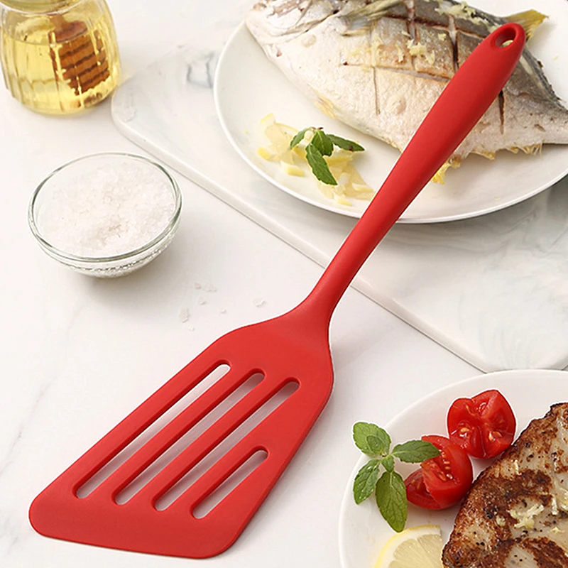 Silicone Oblique Spatula Steak Slotted Scoop Kitchen Cooking Pancakes Frying Pan Shovel Cookware Tools Barbecue Accessories