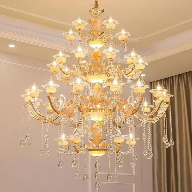Nest Villa Duplex Building Living Room Three-Story Large Chandelier European Style Middle Floor Crystal Chandelier  Hotel