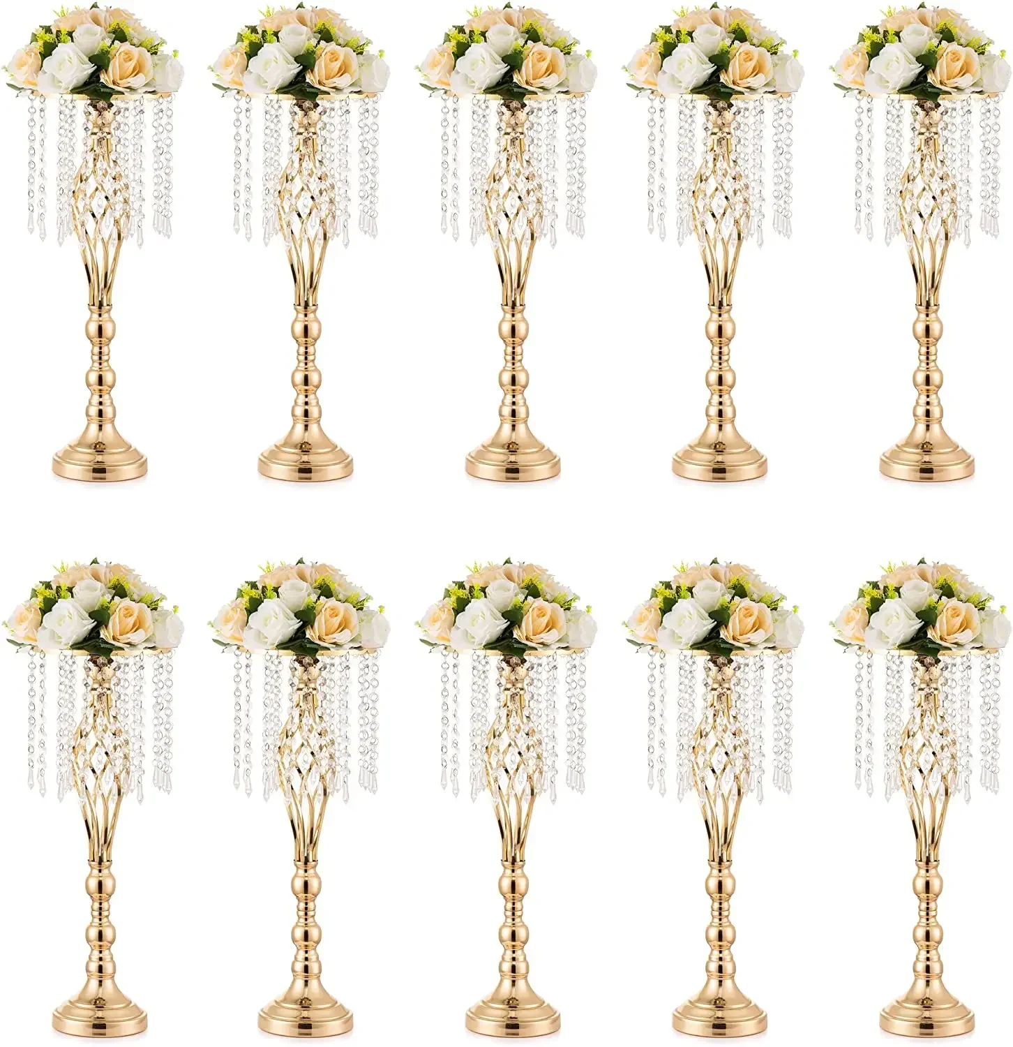 10pcs Gold Silver Flower Vase Metal Vases for Wedding Decoration Table Centerpiece Event Party Decoration Tabletop Decor