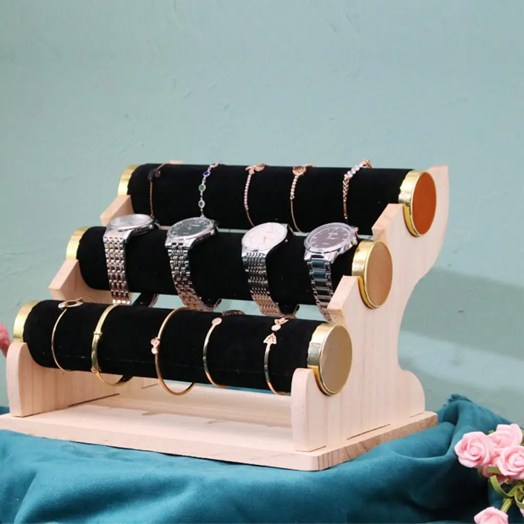

3Tiers Velvet Jewelry Necklace Bracelet Watch Display Stand Holder Organizer