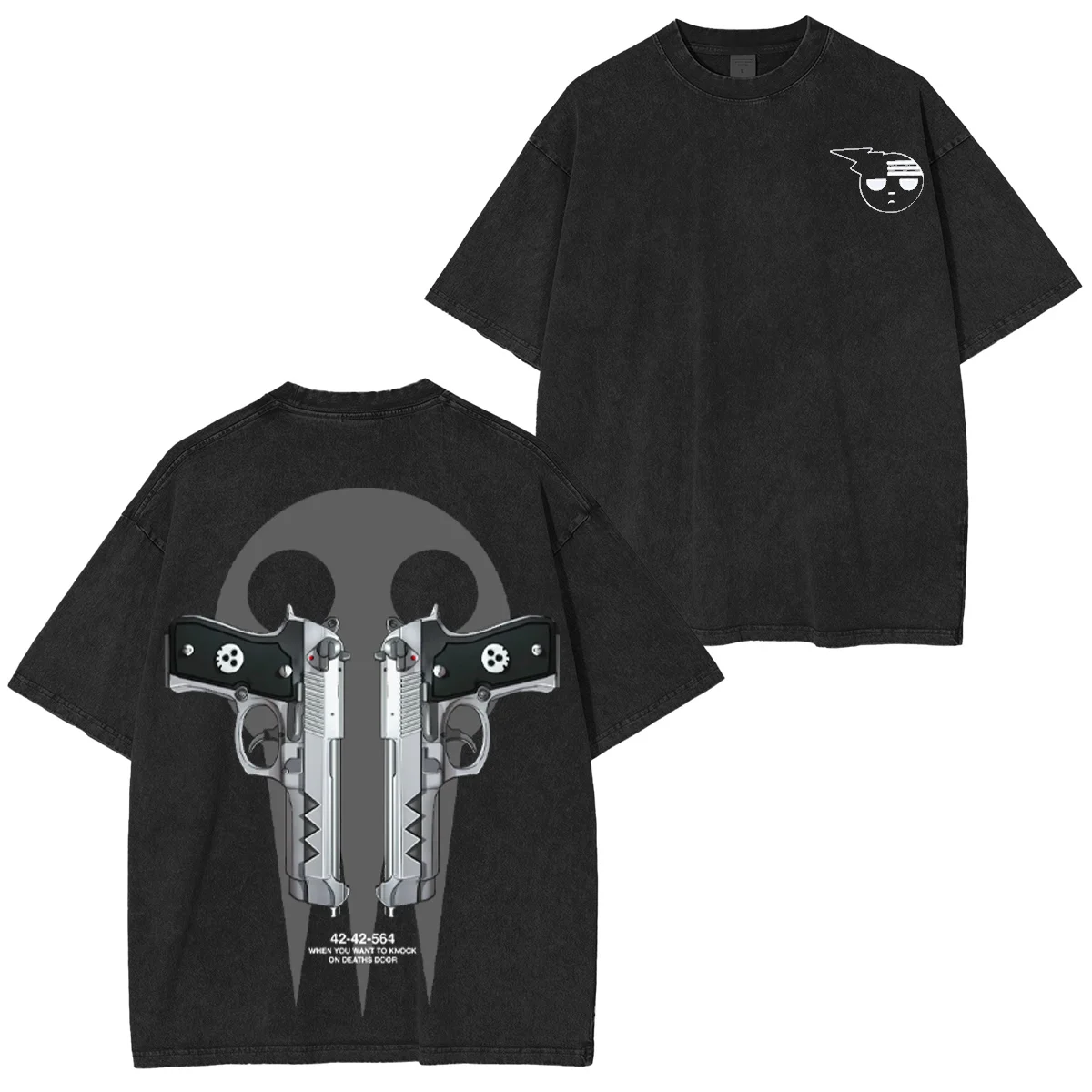 Soul Eater Washed T-shirt 2026 New Model personality Clothes shirt Year round clothing Streetwear Trendy high quality Couples